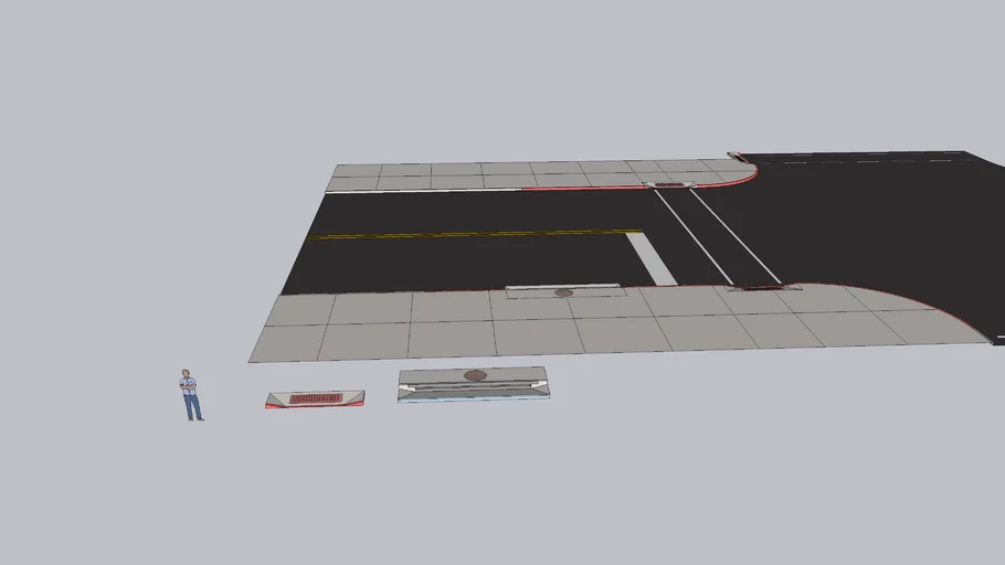Sidewalk with crosswalk and road
