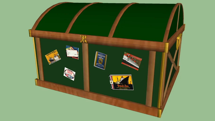 Steamer Trunk With Travel Stickers