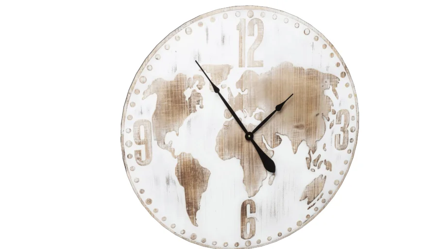 64522 Wall Clock Antique World White 80cm