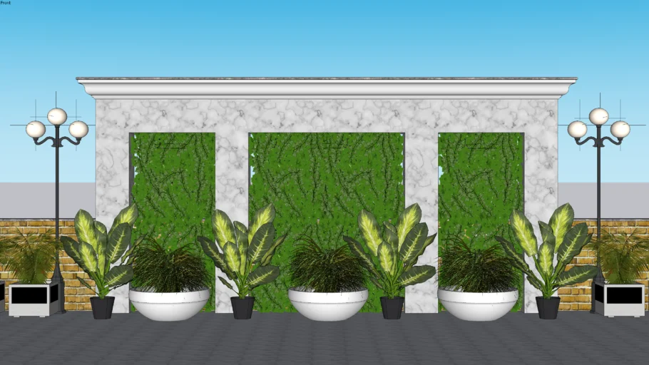 vertical garden with pots and plants