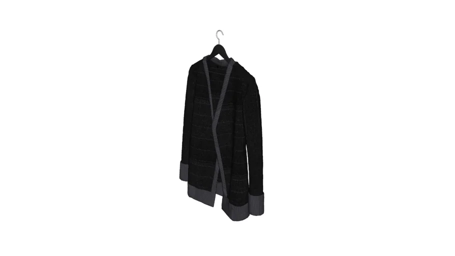 Clothes - hanging - bathrobe - short - black and gray