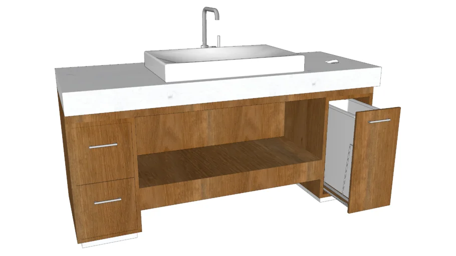 Sink with hidden trash bin