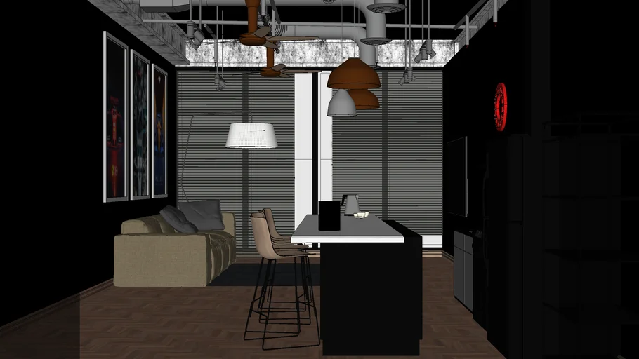 ETM - Inteior Apto moderno Sala+Cocina