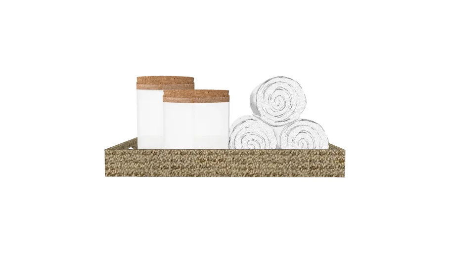 Laundry Room Accessory Tray with towels