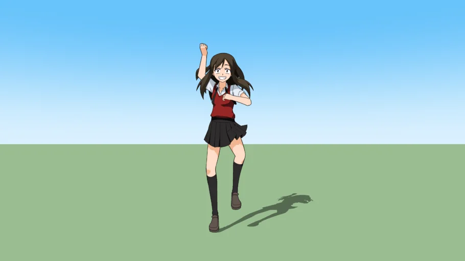 Neatly Cut Anime People - Generic Female Student 001 (Gangnam Style Pose