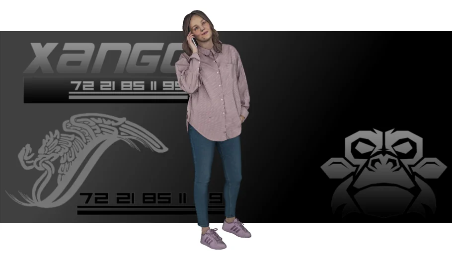 Persona mujer rural con celular, tennis y pantalon - xango3d