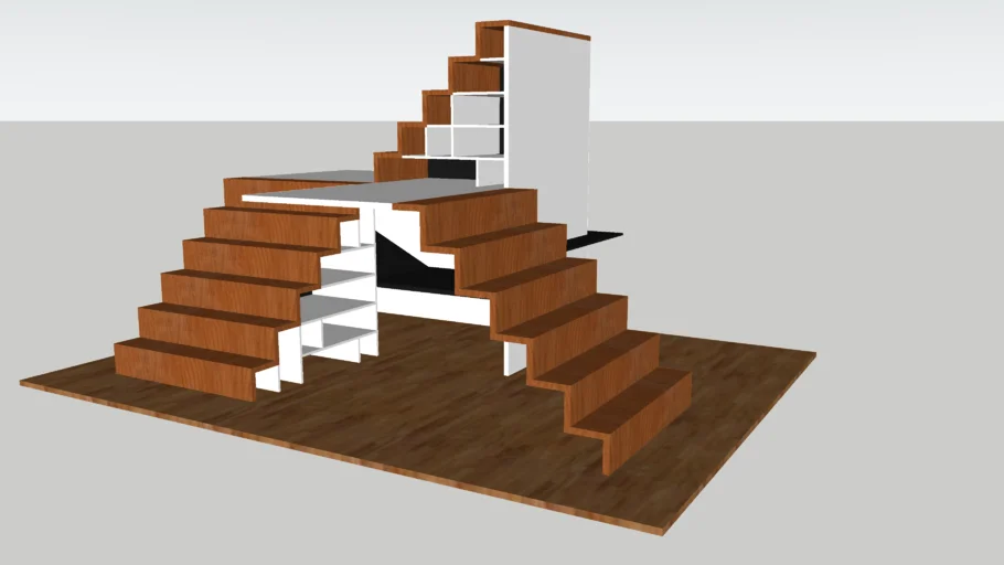 Small Modern Book Room W/ Stairs & Shelving