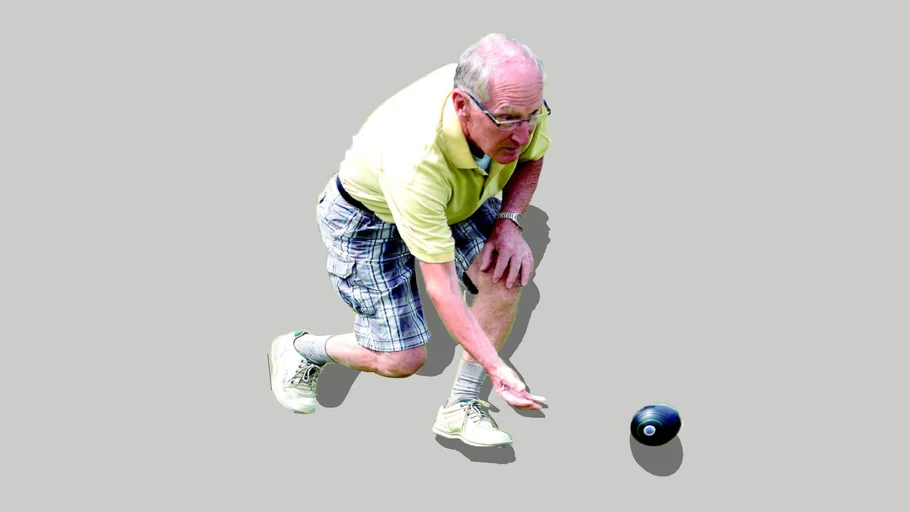 Lawn Bowling Man 2D | Bending Crouch Old Man Excersizing | by UB9
