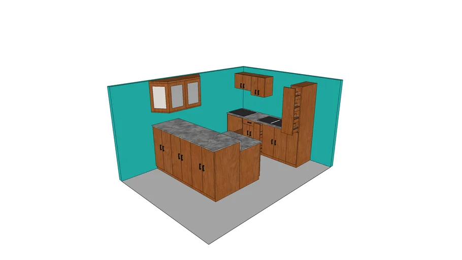 Kitchen Set with Kitchen Island Mahogany Wood