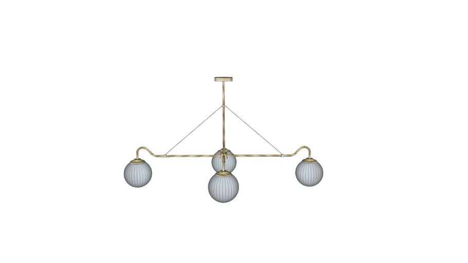 Hayden 4 Globe Chandelier, Brass Linear Pendant, Lucent Lightshop