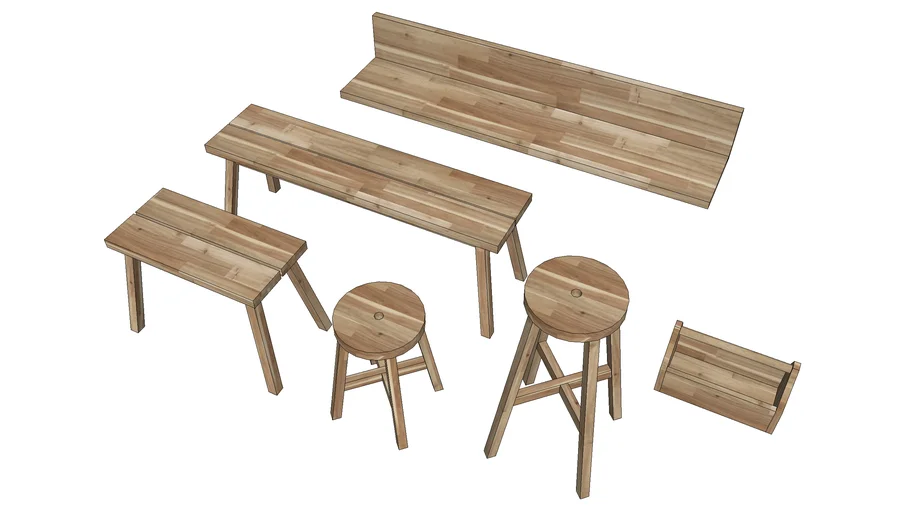 series IKEA SKOGSTA stool bench shelf