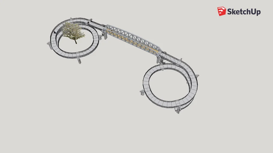 Pedestrian bridge with spiral ramps, Oak and 37
