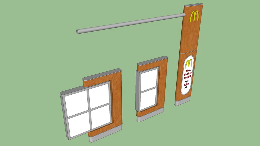 McDonald's drive thru menu displays and height restriction barrier