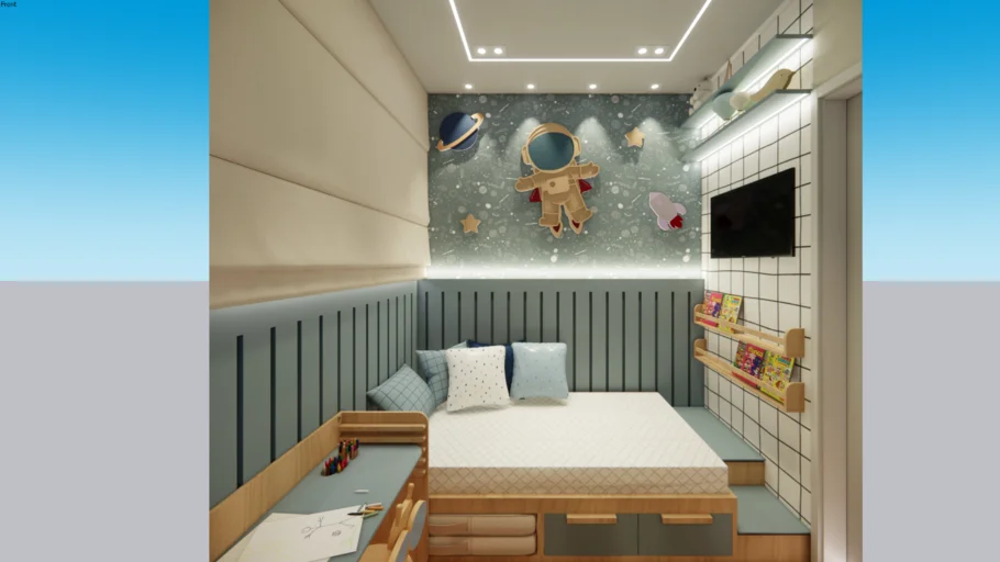 Cama montessoriana azul