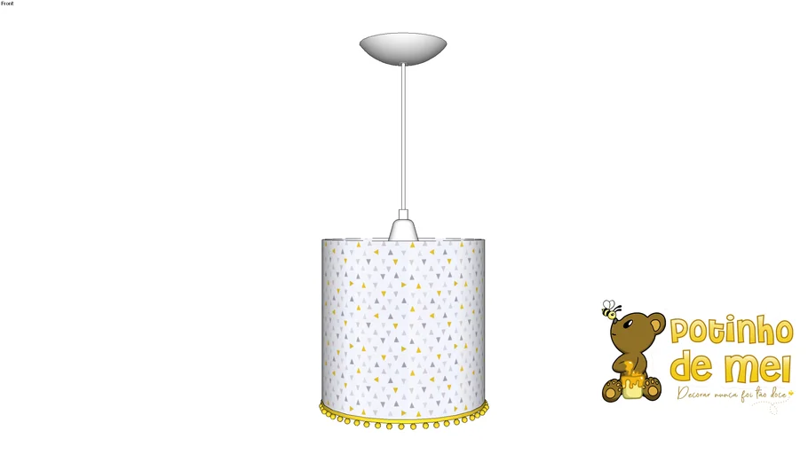 Lustre Tubular Pompom Triângulos Amarelos - Potinho de Mel