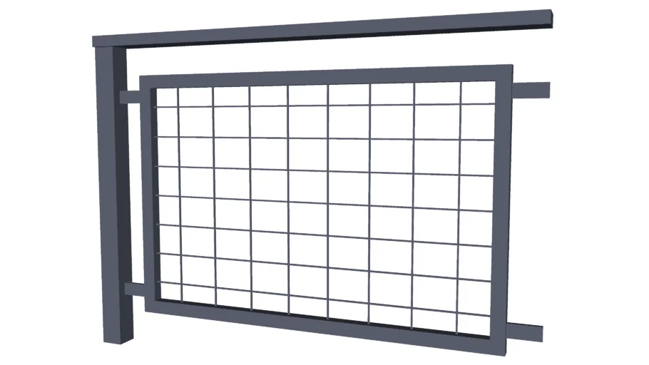 Steel grid railing framed