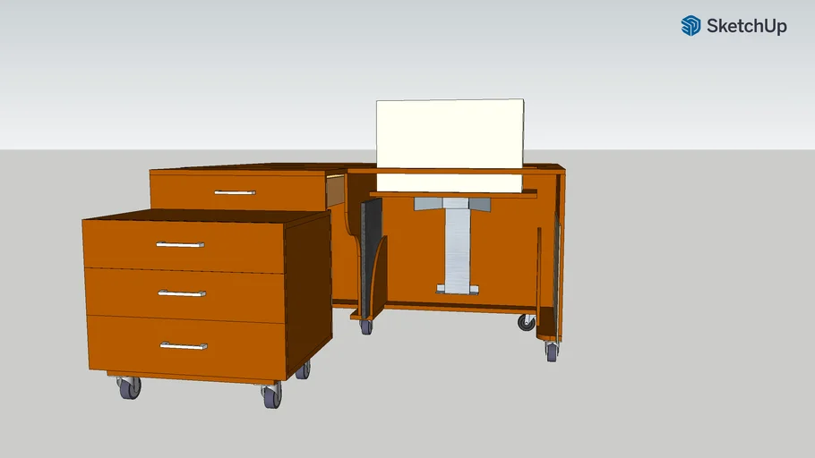 Sewing Machine Cabinet with Vertical Storage