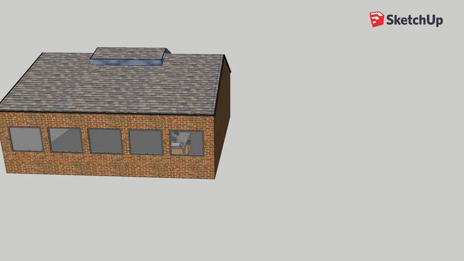 Duo pitch roof with roof monitor