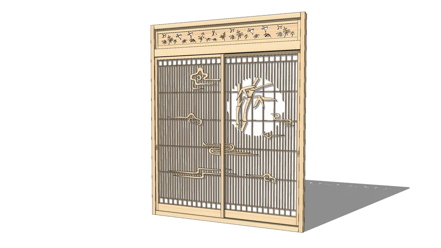 Shoji door with transom