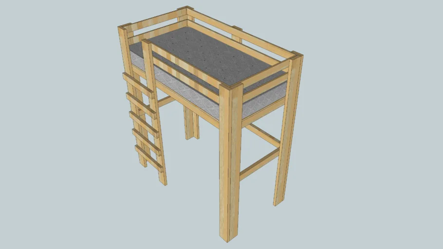 Tall Twin Loft Bed w/Side Ladder
