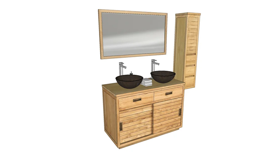Meuble sous-vasque en teck ROS120 (L:120cm) - collection ROSCOFF