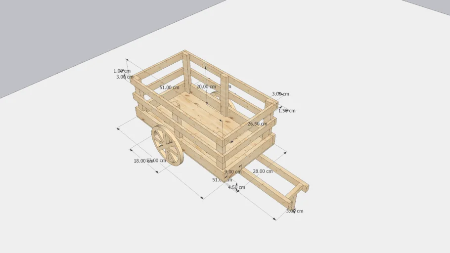 carreta de madera para plantas