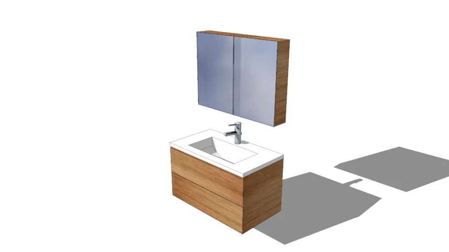 MUEBLE, LAVATORIO & ESPEJO HOVE YBC 161-080Z GLD ROBLE (800X180)