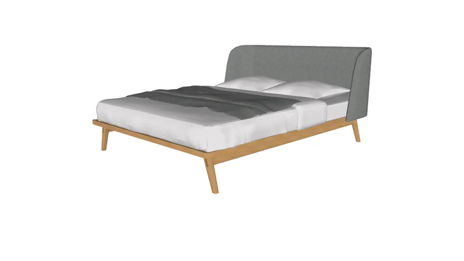 Haru Queen Bed in Andorra Wool and Natural Oak by Modloft