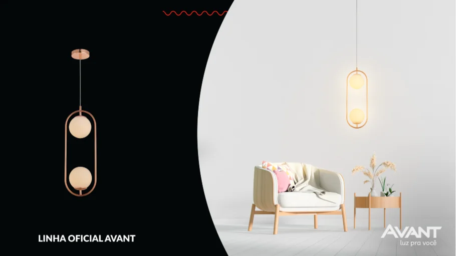 Lustre Pendente Avant Pérola Arco Duo Cobre E27 Bivolt