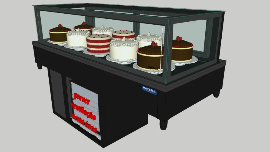 BALCÃO VITRINE SOBREPOR REFRIGERADO CRISTAL 1200 BOLOS PADARIA - BASE E SEM PRATELEIRAS