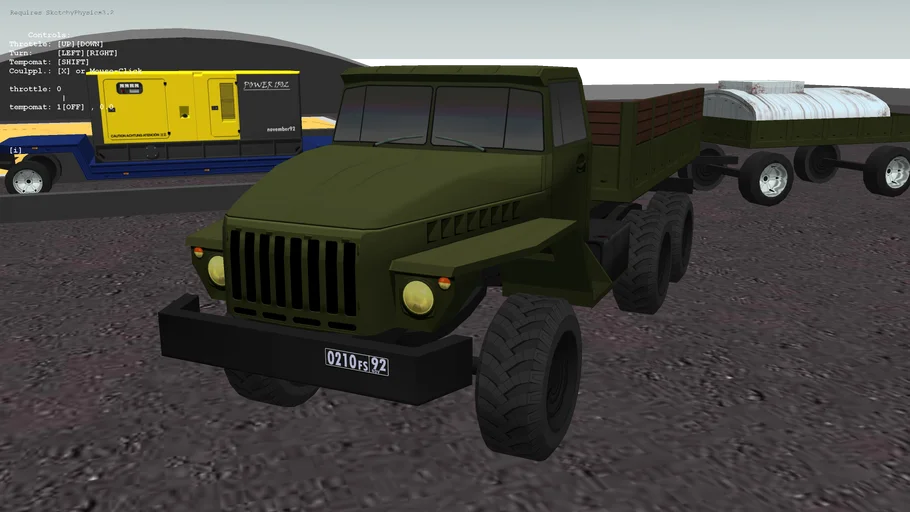 Ural-4320 6x6 with switchable trailers *SketchyPhysics* (WIP)