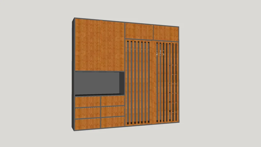 WARDROBE WITH WOODEN SLAT DOORS