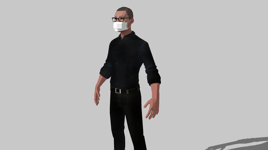 MASKED HUMAN　LOWPOLY　不織布マスク着用