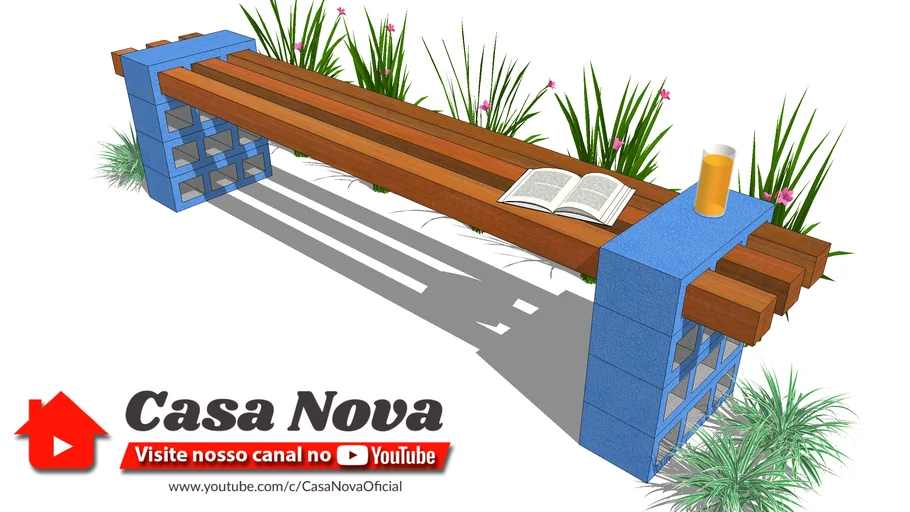 Banco de Bloco de Concreto e Madeira