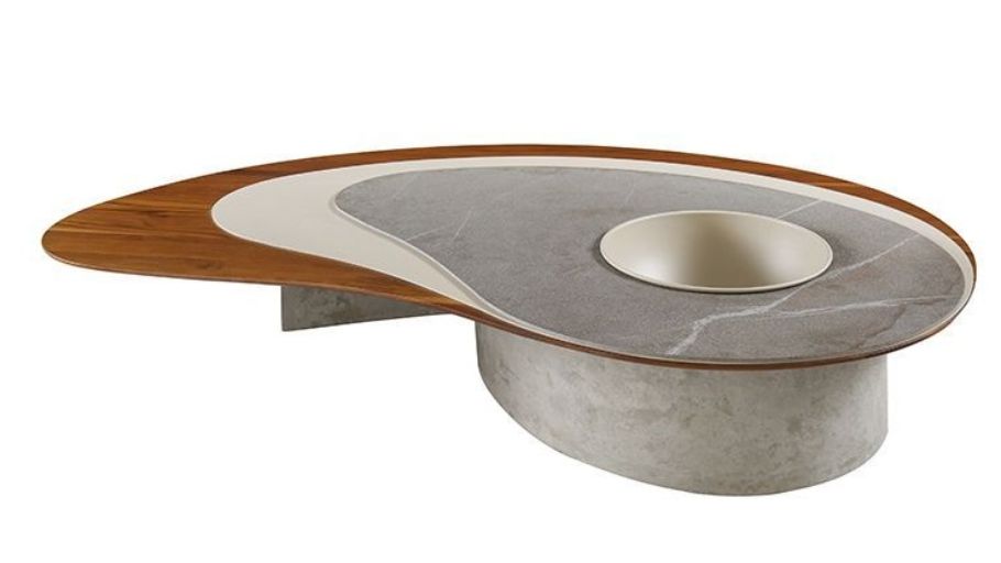 Mesa de centro Pétala com champanheira assinada por Ibanez Razerra 