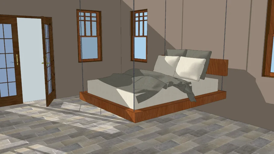 Modern Cable-Suspended Queen-Size Bed