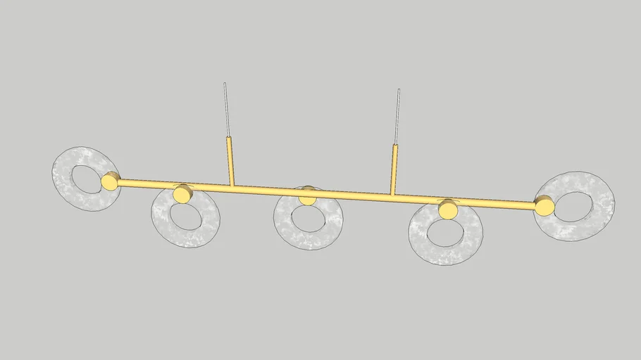 Pendente LED argola cristais 1m dourado
