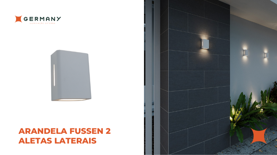Arandela Fussen 2 Aletas Laterais - Branco Fosco - Germany Iluminação Externa