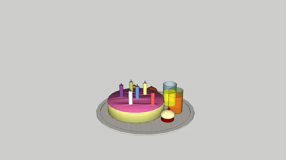 Cake, Juice, and Cupcakes on platter