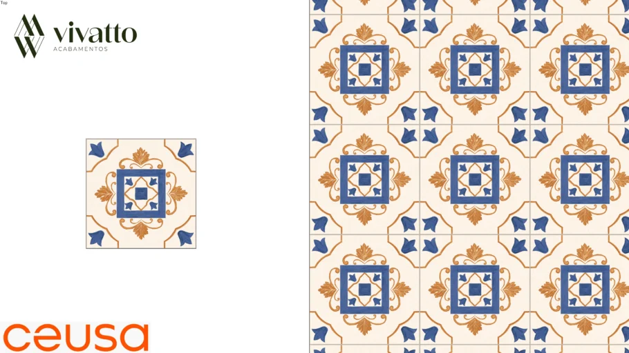 Ladrilho Italian Days Dec 2 Mix Lux 20x20cm - Ceusa Porcelanato