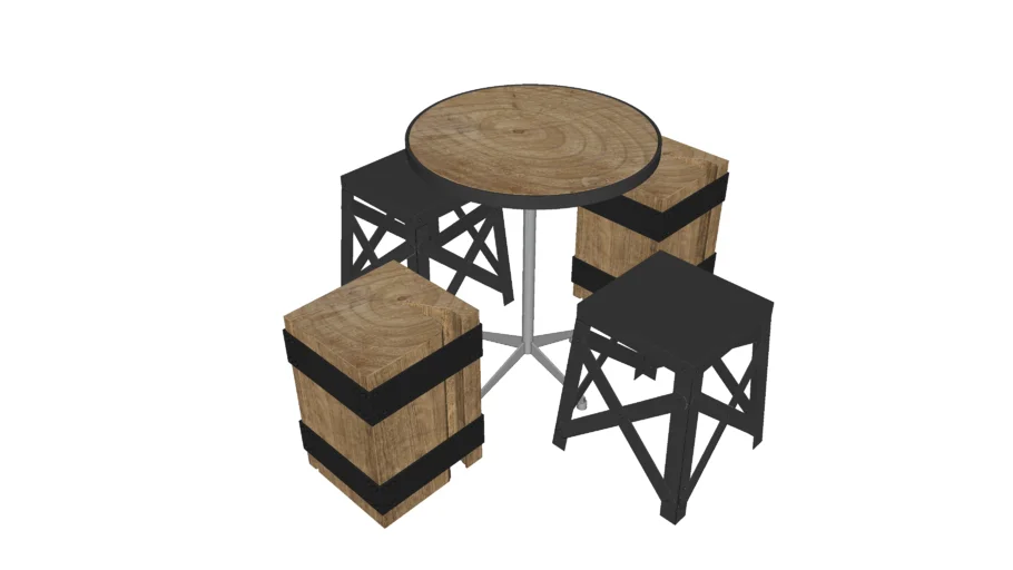 Mesa e cadeiras rusticas