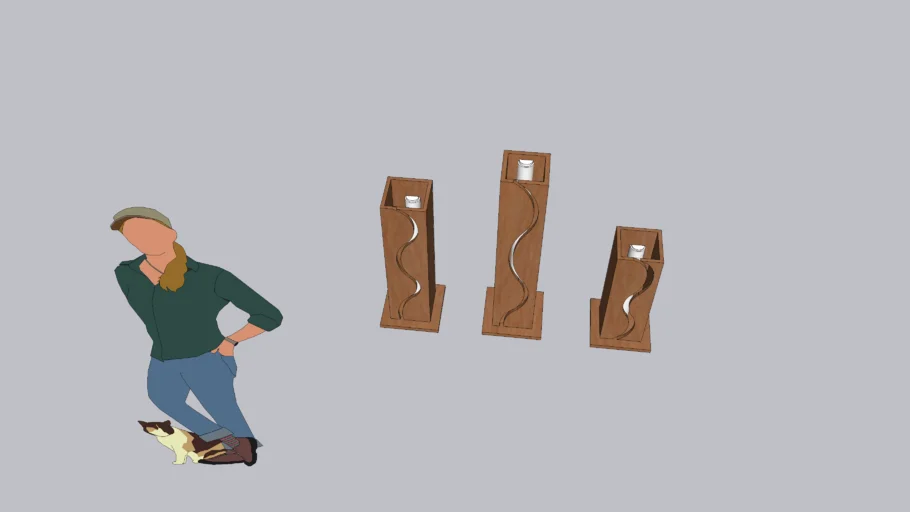 set de tres lamparas madera