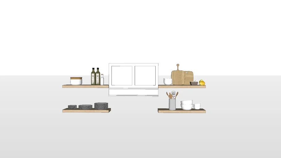 Styled Kitchen Shelves With Hood