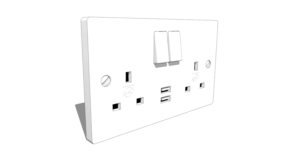 Sockets 2 Gang - Switchsocket Outlet with Integrated Dual USB Charging Capability