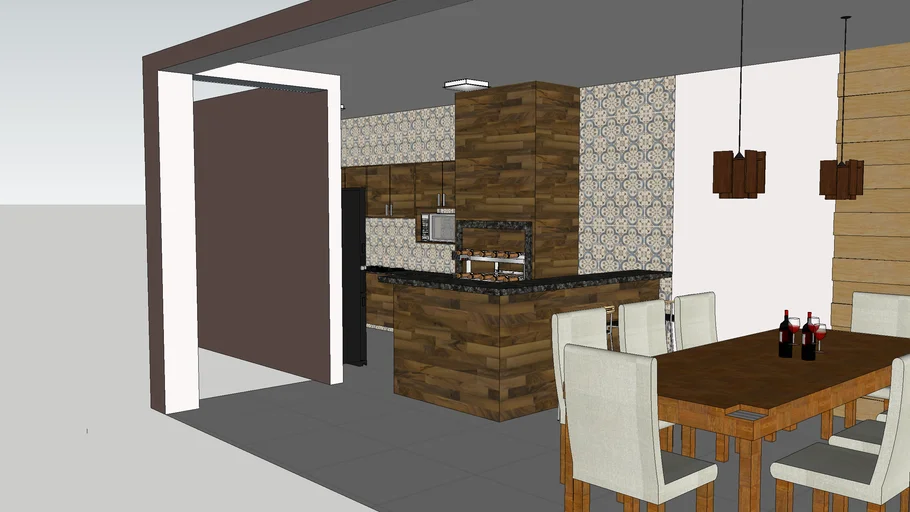 Cozinha com churrasqueira
