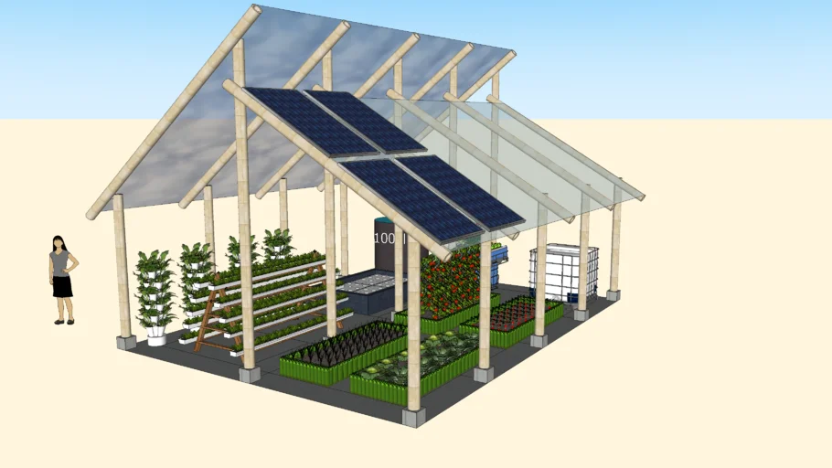 Acuaponia en invernadero de 6m x 8m