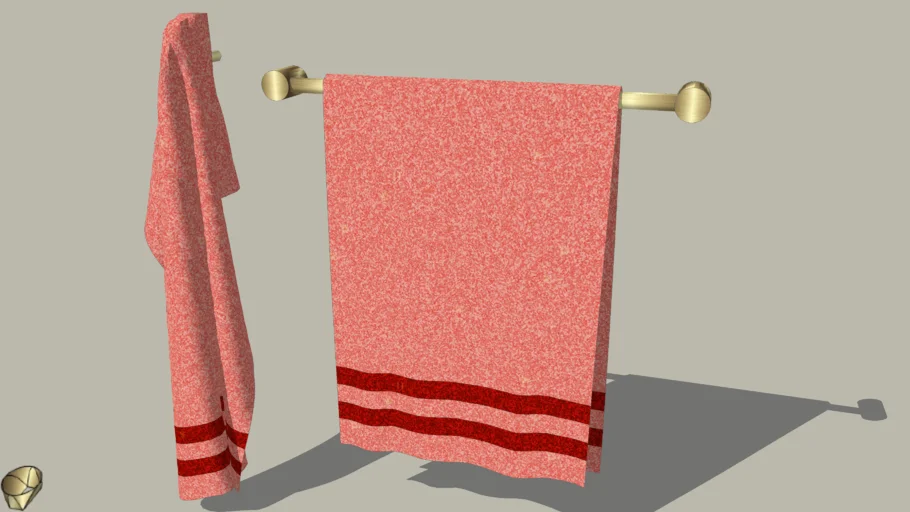 toalhas de banho e rosto vermelho indiano com suportes 3D