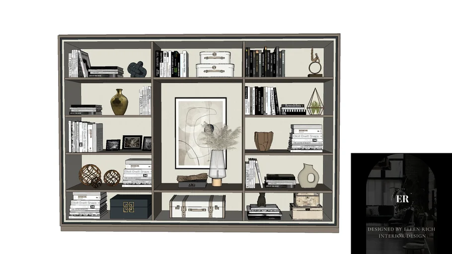 Beige Bookshelf designed by Ellen Rich | Estante de livros bege by Ellen Rich