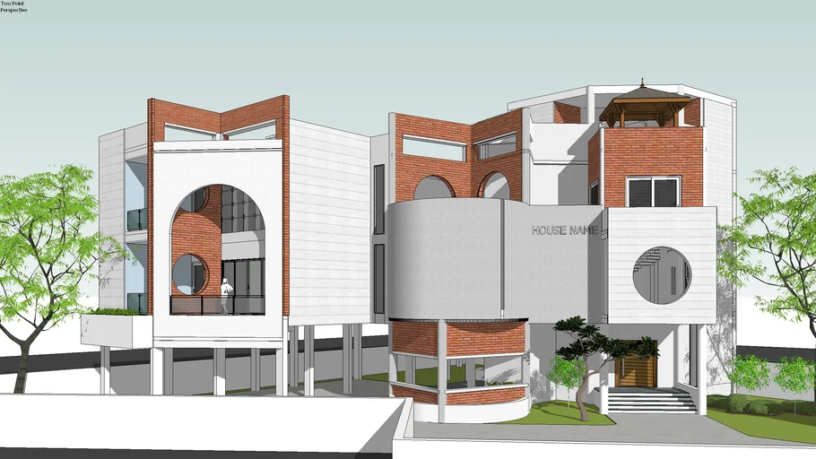 CONTEMPORARY BRICK VENEER HOUSE 3D ELEVATION