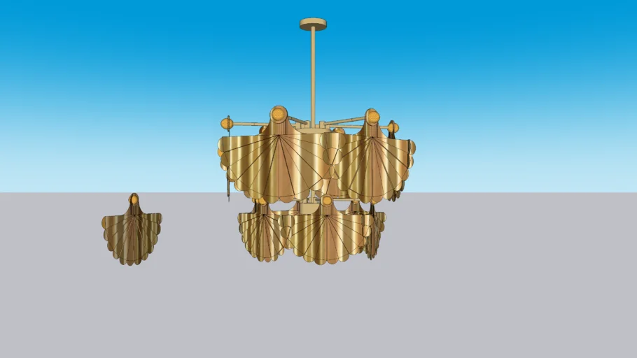 GOLD METAL CHANDELIER FAN SEA SHELL